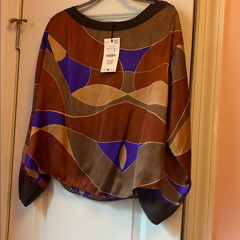 Zara Multicolor Abstract Retro Top - Picture 2 of 2